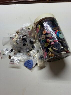 Assorted Mixed Buttons in Clear Jar - Multicolor